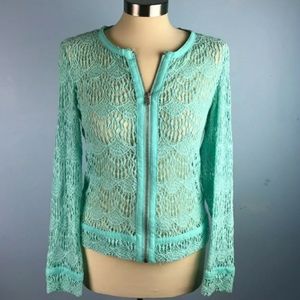 SOLD! Tiffany Blue Lace Sheer Jacket